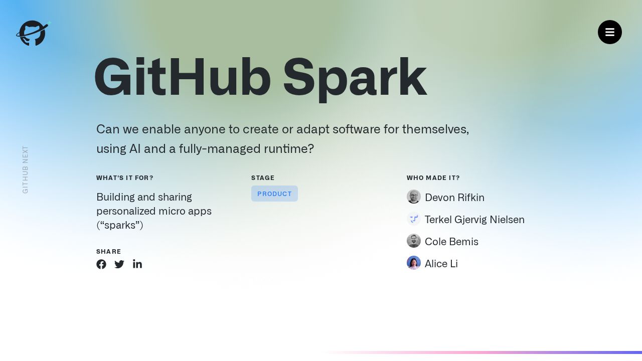 GitHub Spark screenshot